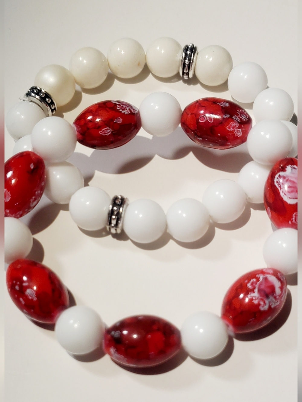 Red and White Beaded Bracelet - Women Jewelry